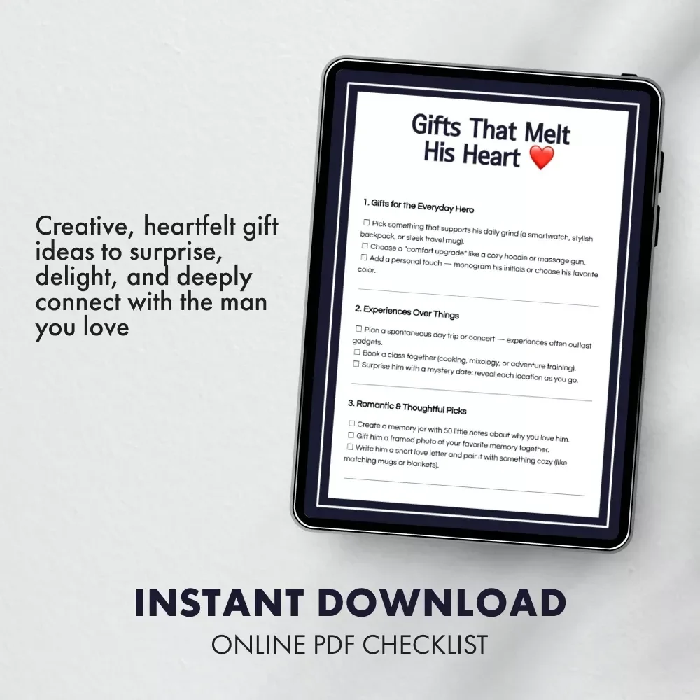 Gifts That Melt His Heart | Ultimate Checklist for Gift Ideas for Boyfriend | Romantic, Thoughtful & Personalized Digital Download