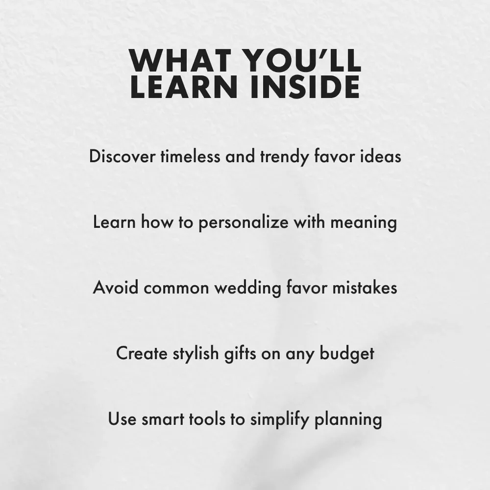 Memorable Wedding Guest Gifts | Digital Guide for Couples | gift idea for wedding guests | Elegant, Creative & Budget-Friendly Wedding Favor Ideas eBook