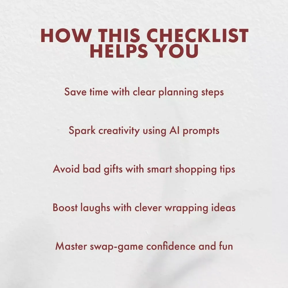 White Elephant Gift Checklist | Printable Holiday Party Planner | Funny White Elephant Gift Ideas for Adults | Digital Download Checklist & eBook