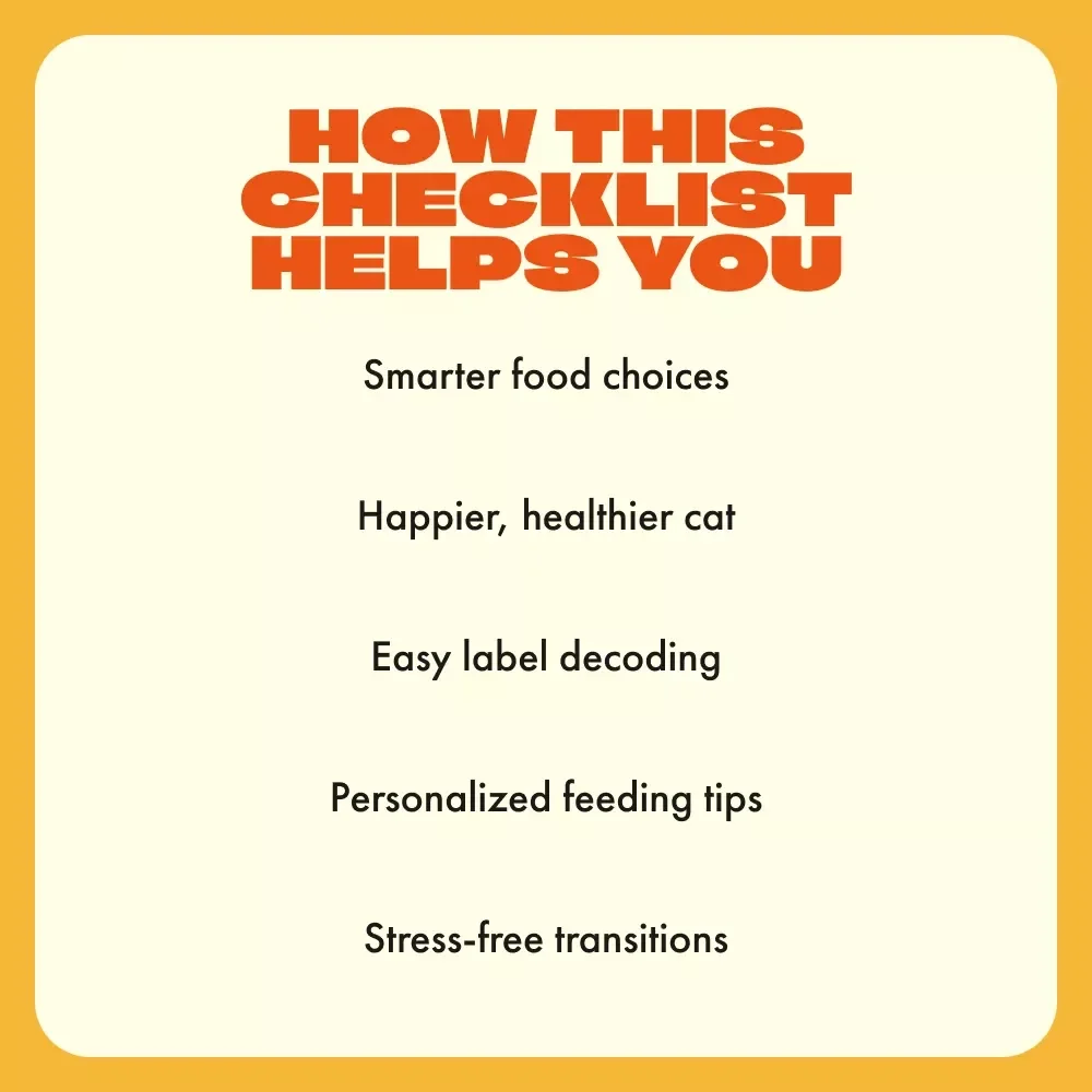 Your Easy & Fun Checklist for Choosing the Right Food for Your Cat | Printable Guide on How to Pick the Right Food for My Cat | Cat Nutrition & Feeding Made Simple