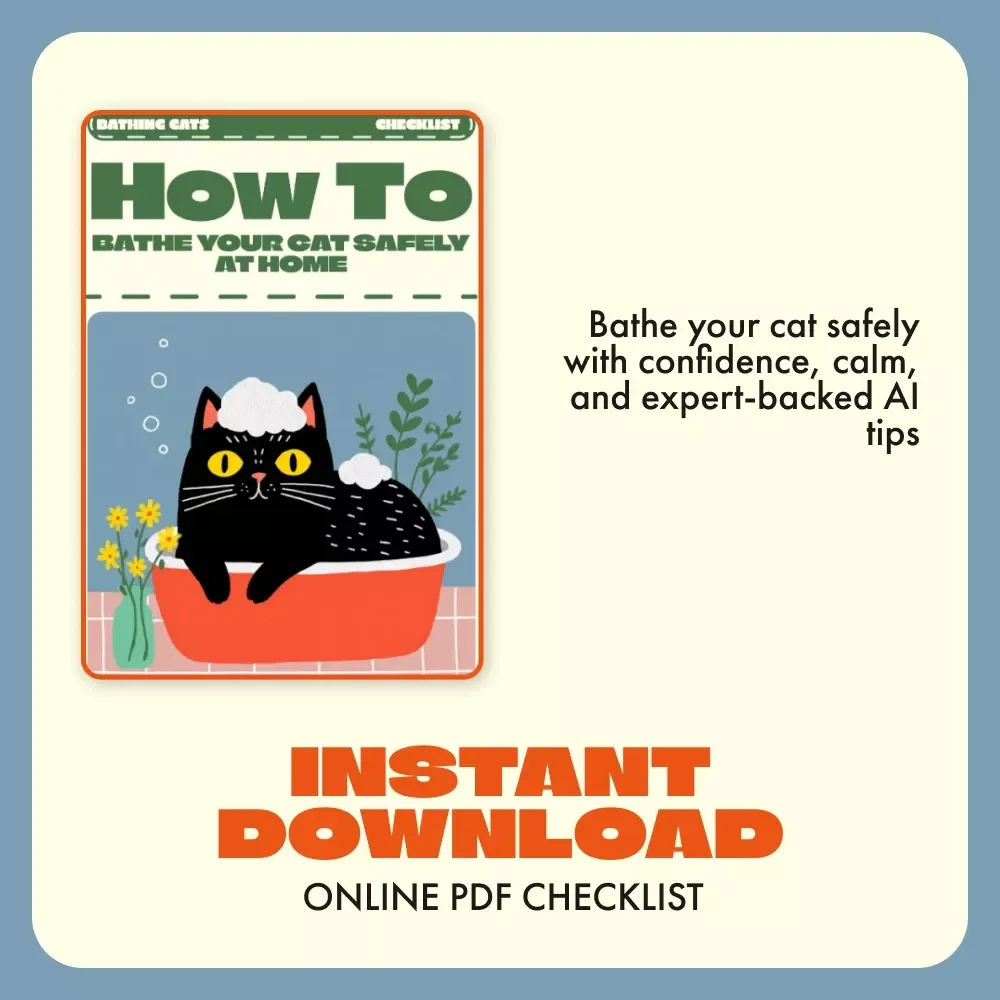 How to Bathe Your Cat Safely at Home Checklist | Digital Download Guide for Pet Owners | Bathing Cats at Home Safely Made Easy