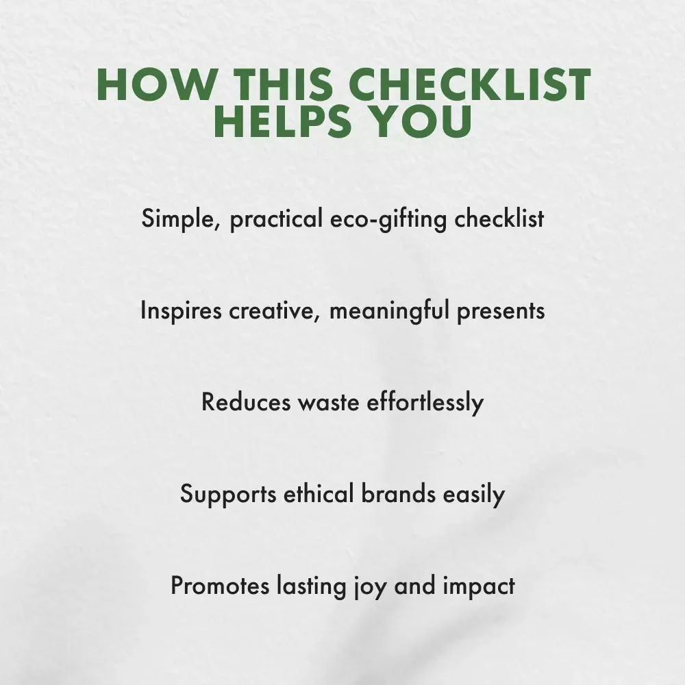 Tips for Giving Sustainable, Earth-Loving Presents | Eco-Friendly Gift Ideas Checklist | Digital Download for Green Living & Conscious Gift Giving