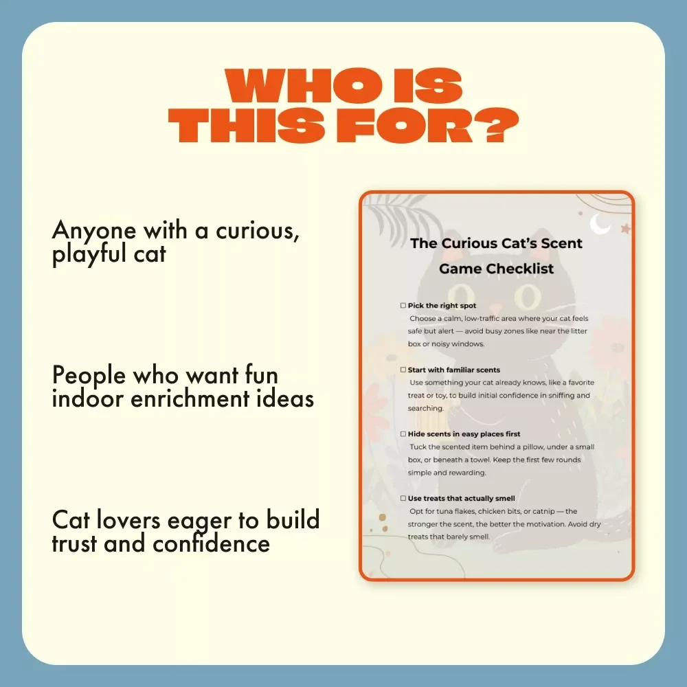 The Curious Cat’s Scent Game Checklist | Interactive Scent Games for Cats | Printable Cat Enrichment Activity | Digital Download for Cat Owners