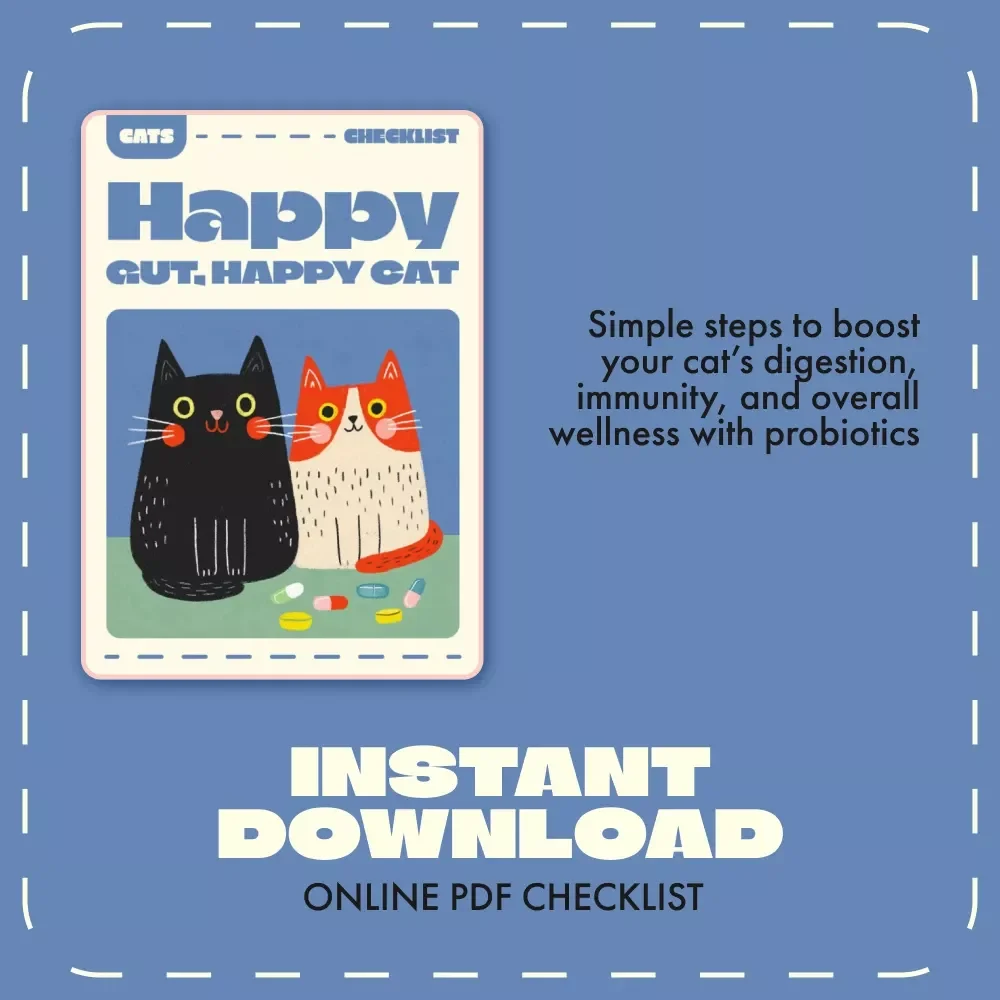 Happy Gut, Happy Cat | Printable Checklist for Cat Digestive Health | Probiotics for Cats Guide | Feline Wellness Digital Download