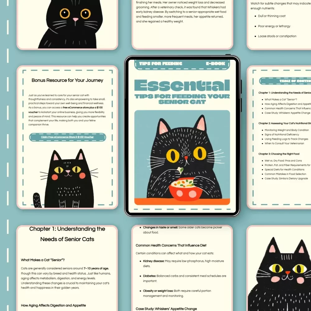 Essential Tips for Feeding Your Senior Cat | eBook for Pet Owners | Digital Download Guide with Nutritional Advice, Feeding Strategies & Checklists