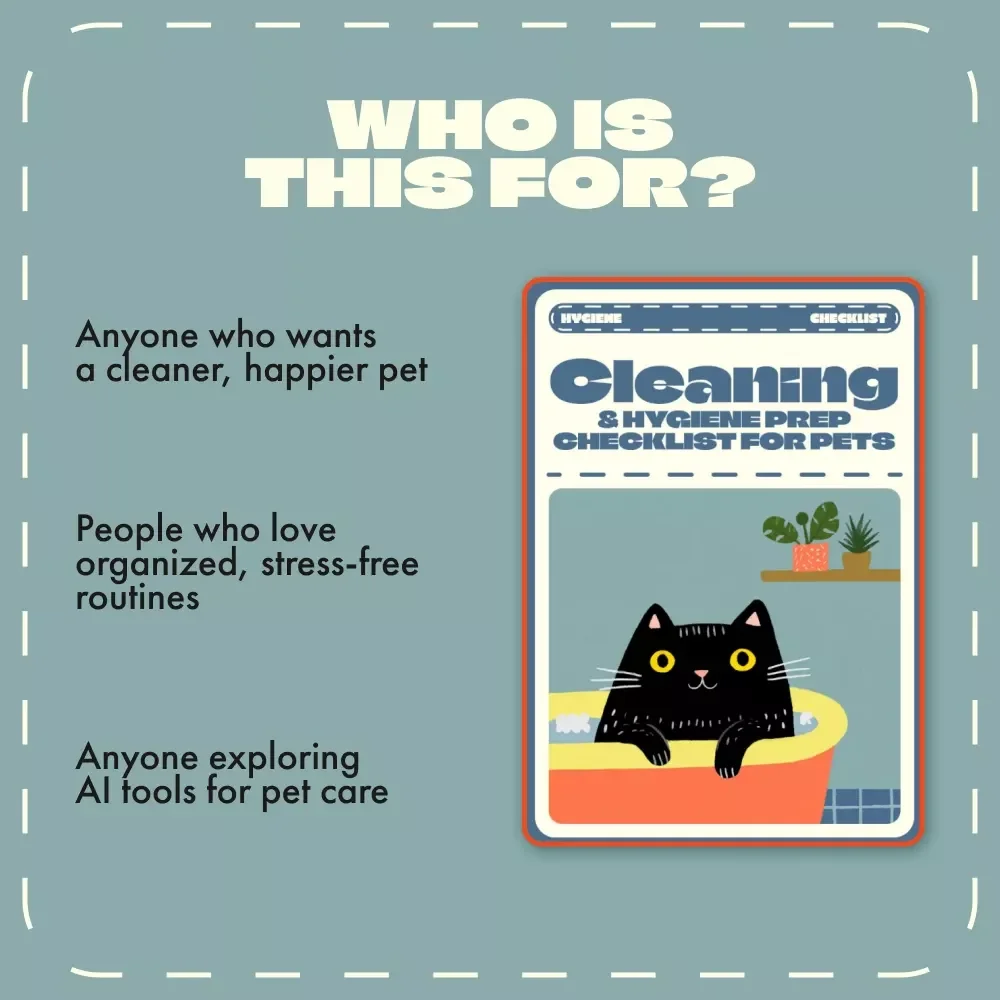 Cleaning & Hygiene Prep Checklist for Pets | Digital Pet Grooming & Health Care Guide | Printable Cleaning and Hygiene Preparation for Pets