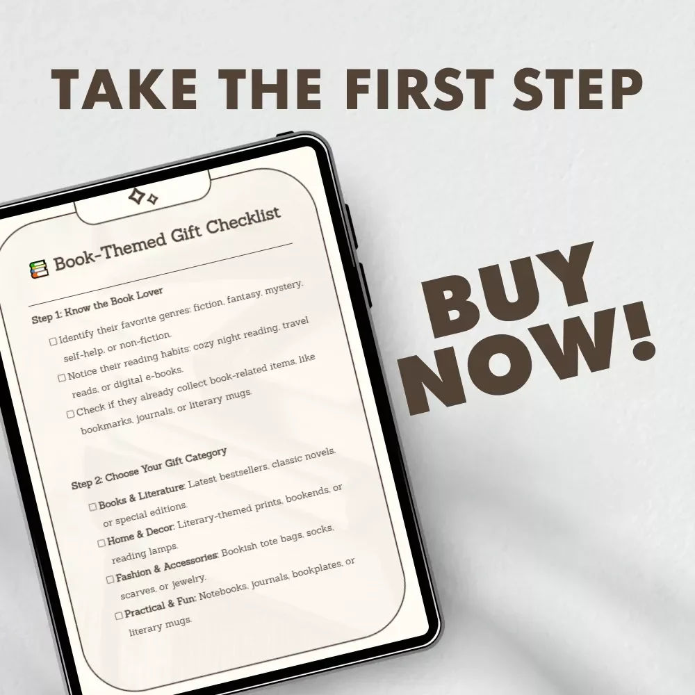 Book-Themed Gift Checklist | Printable Digital Download | Book Lover Gift Guide | Book Themed Gifts Ideas for Readers