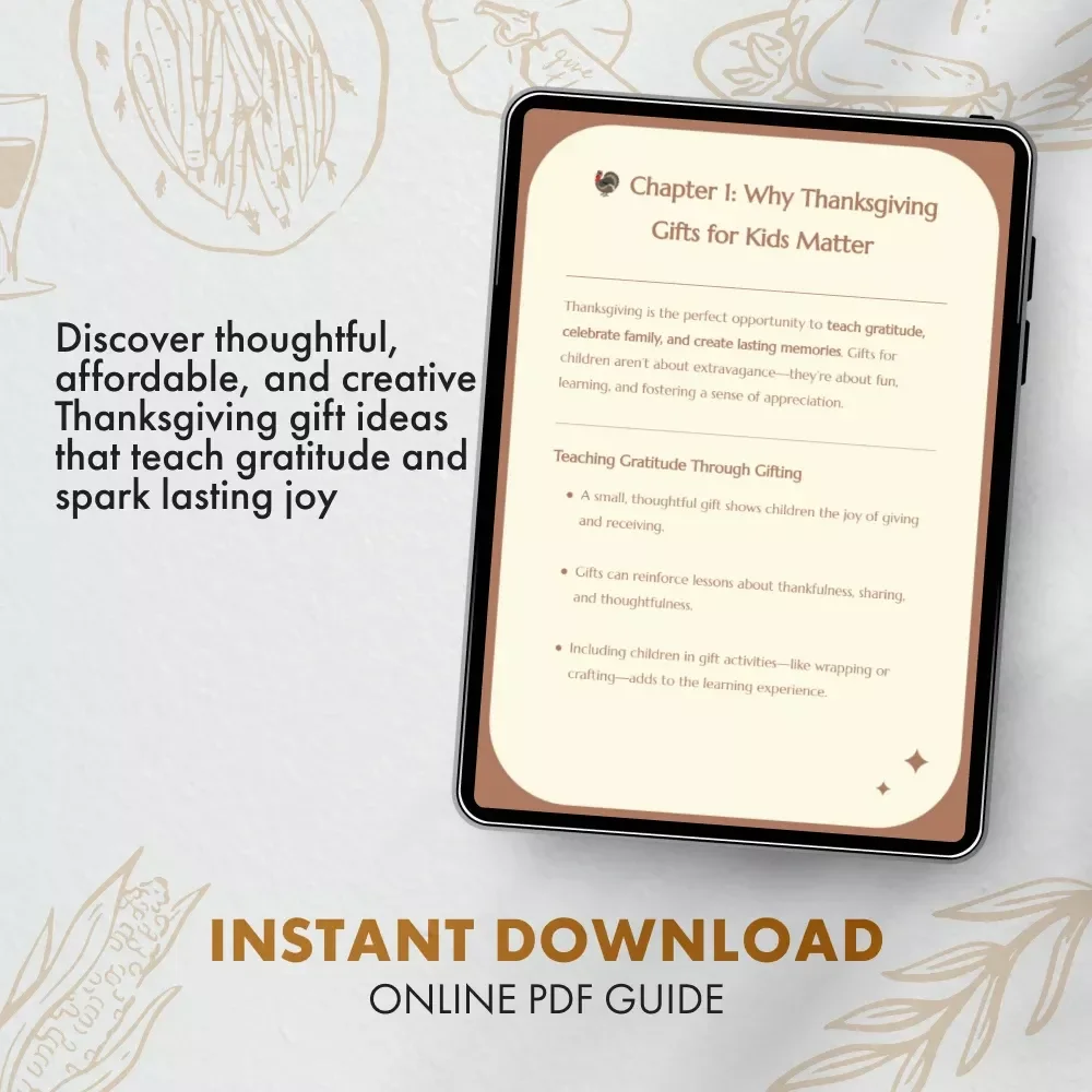 Thanksgiving Gifts for Kids | Digital Guide to Creative, Budget-Friendly Gift Ideas for Children | Teach Gratitude & Create Holiday Memories | Printable eBook & Checklist