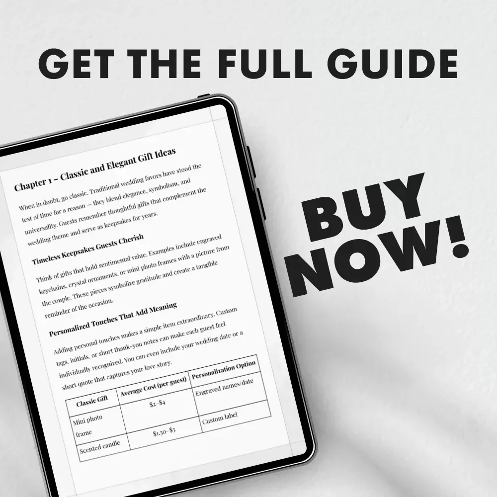Memorable Wedding Guest Gifts | Digital Guide for Couples | gift idea for wedding guests | Elegant, Creative & Budget-Friendly Wedding Favor Ideas eBook