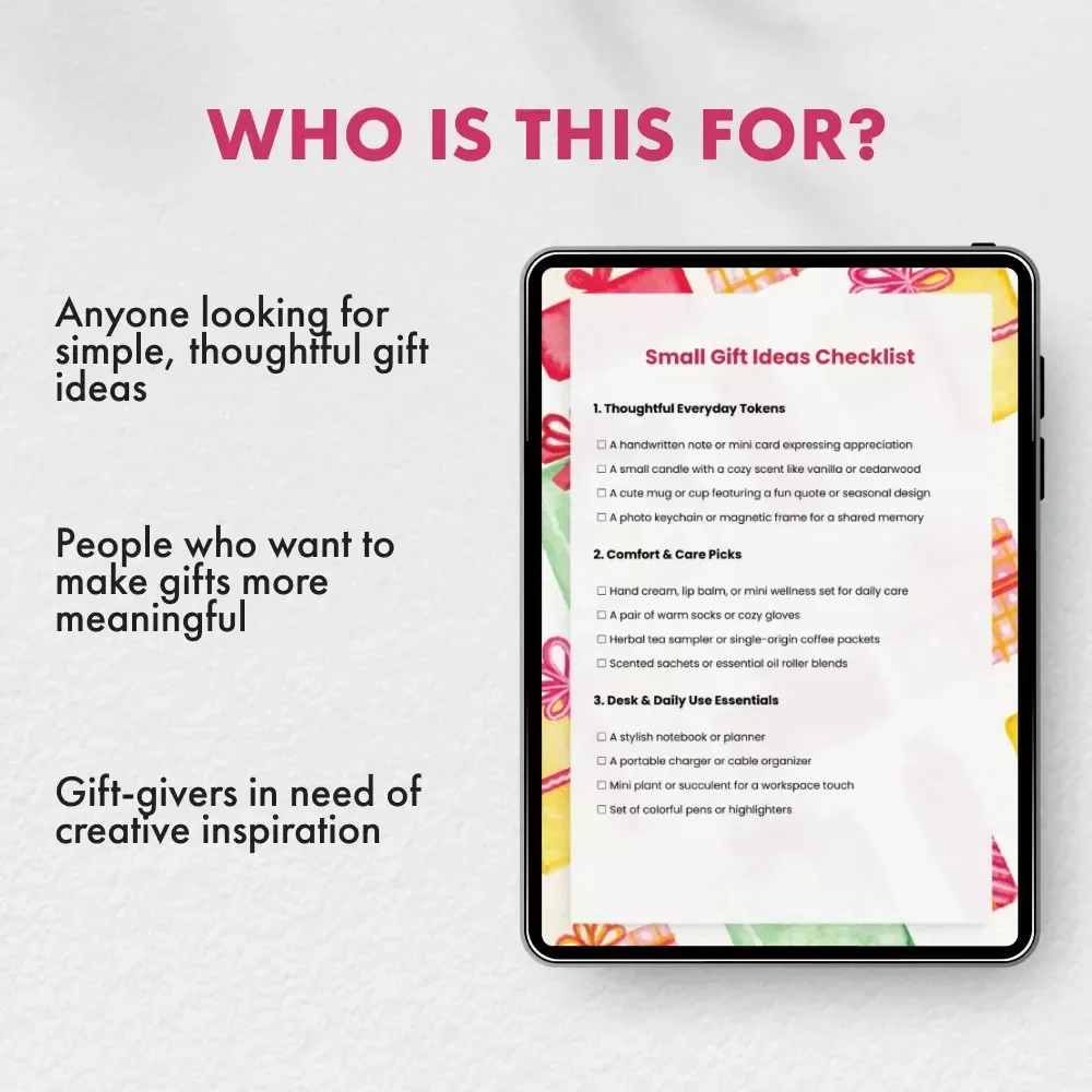 Small Gift Ideas Checklist | Perfect Thoughtful Gifts for Every Occasion | Digital Download