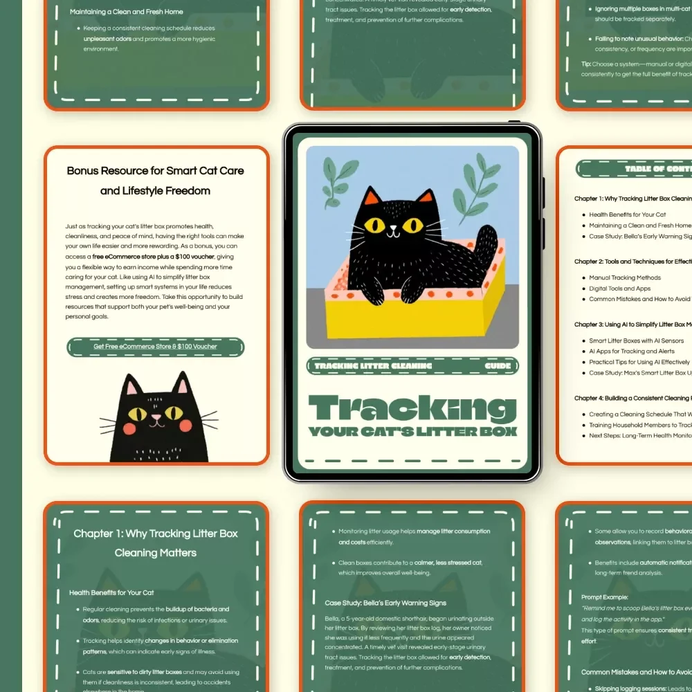 Tracking Your Cat’s Litter Box | Digital Cat Care Guide for tracking litter cleaning | Smart Litter Box Tracking, Cleaning Routine & AI Monitoring Tips | Printable & Downloadable PDF