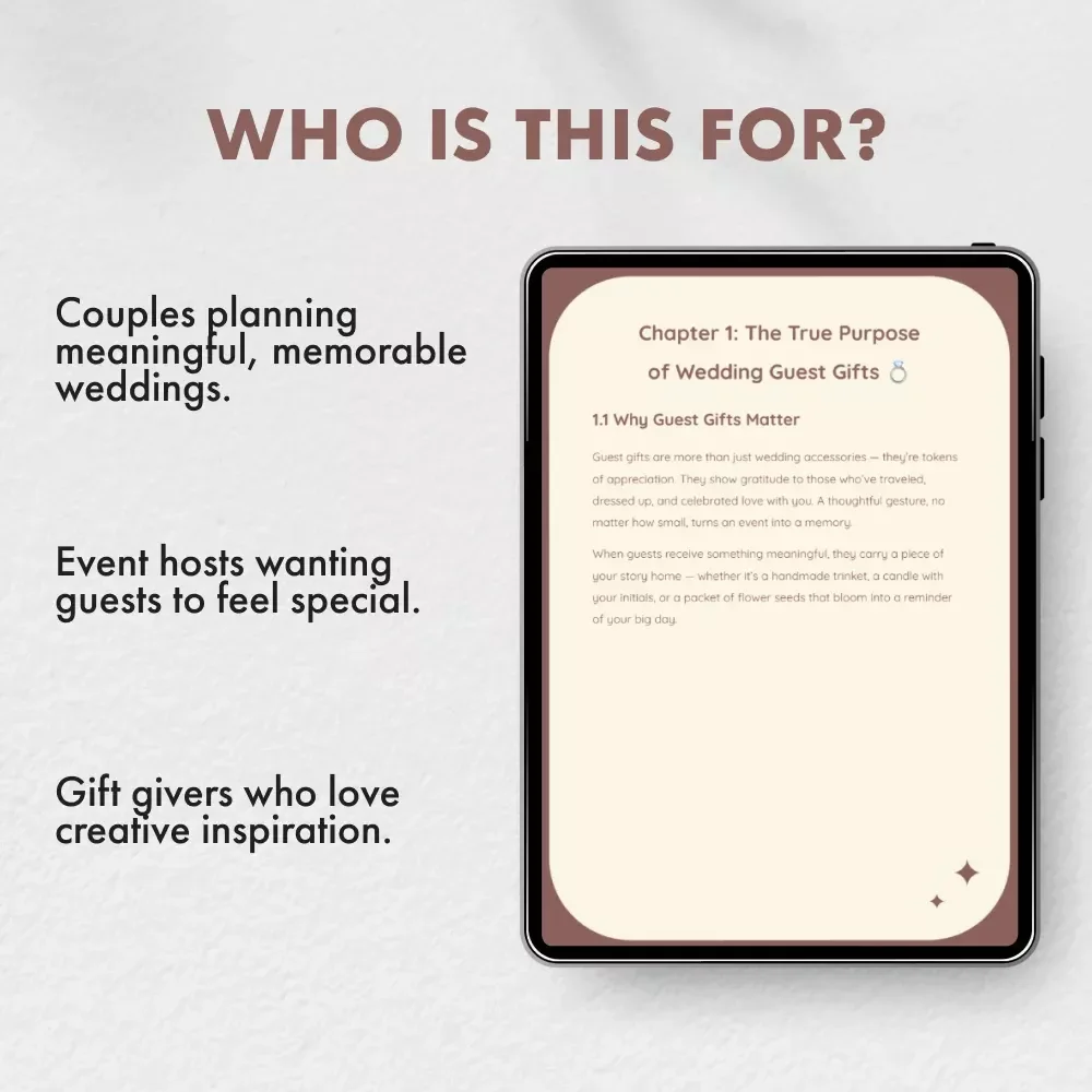 Thoughtful Gift Ideas Guests Actually Love | Wedding Guest Gifts eBook | Digital Guide for Unique, Modern & Classic Favors