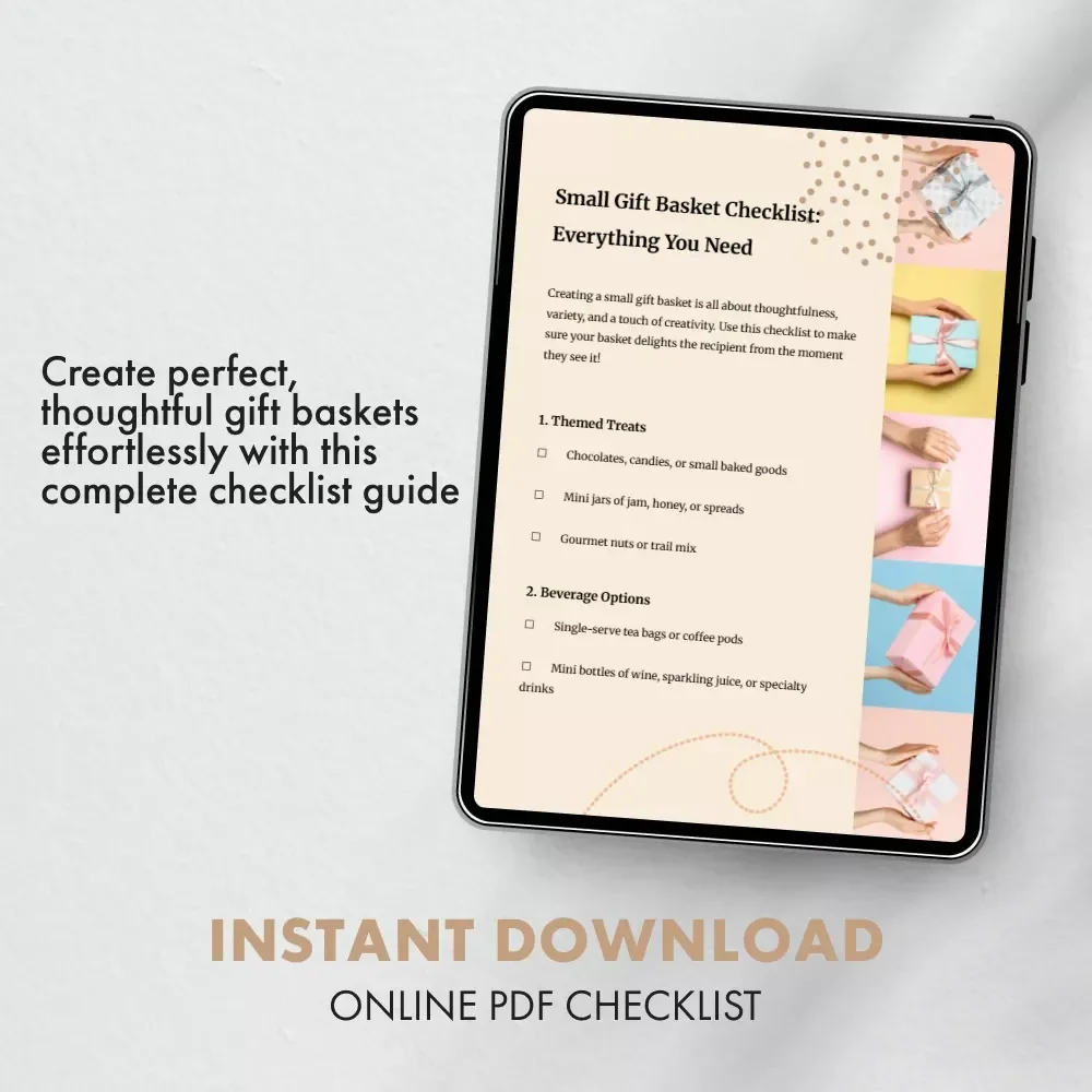 Small Gift Basket Checklist: Everything You Need | Printable Guide for What to Include in a Small Gift Basket | Gift Ideas & Presentation Tips | Instant Digital Download