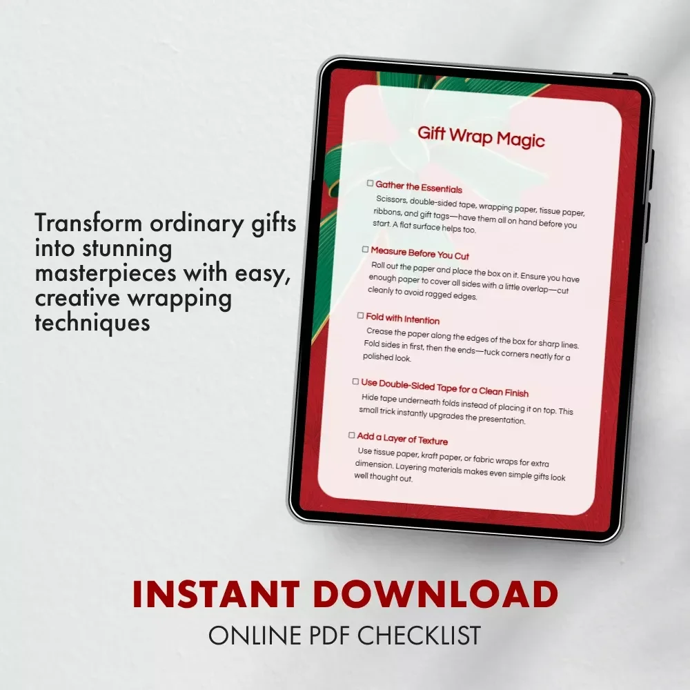 Gift Wrap Magic | Printable Checklist for the Best Gift Wrapping Ideas for Beginners | Easy DIY Wrapping Guide for Perfect Presents Every Time