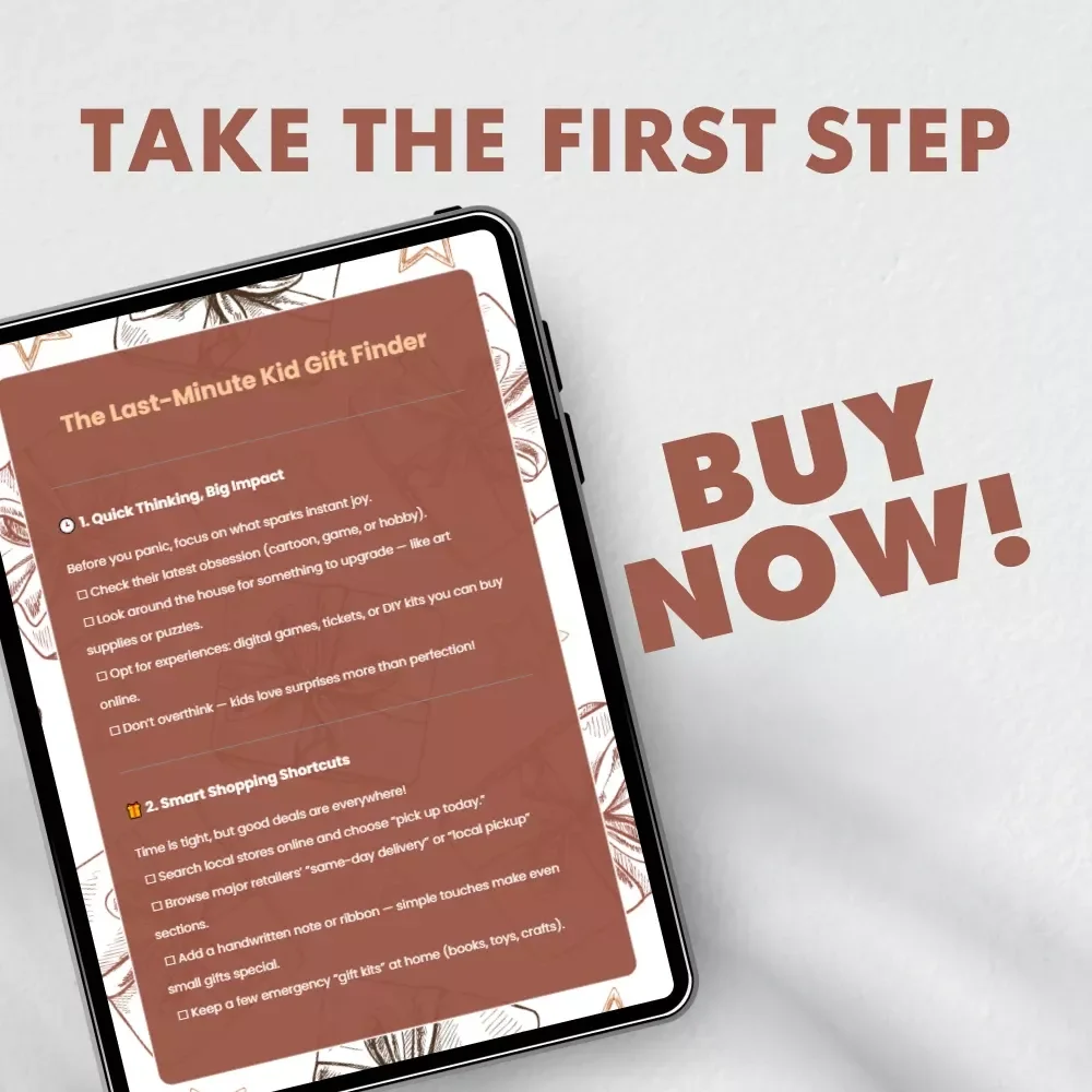 The Last-Minute Kid Gift Finder | Printable Checklist for Parents | Digital Download Guide on How to Find Gifts for Kids Last-Minute | Quick, Creative, and Stress-Free Gifting Ideas