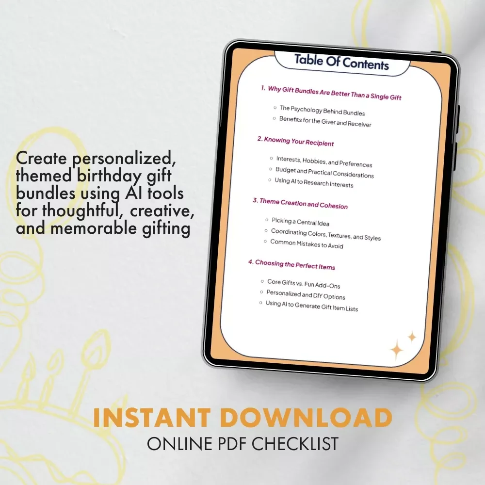 Crafting Birthday Gift Bundles | Printable Guide for DIY Gift Ideas, AI-Powered Gifting Inspiration, and Creative Gift Wrapping | Digital Download eBook for Thoughtful Gift Giving