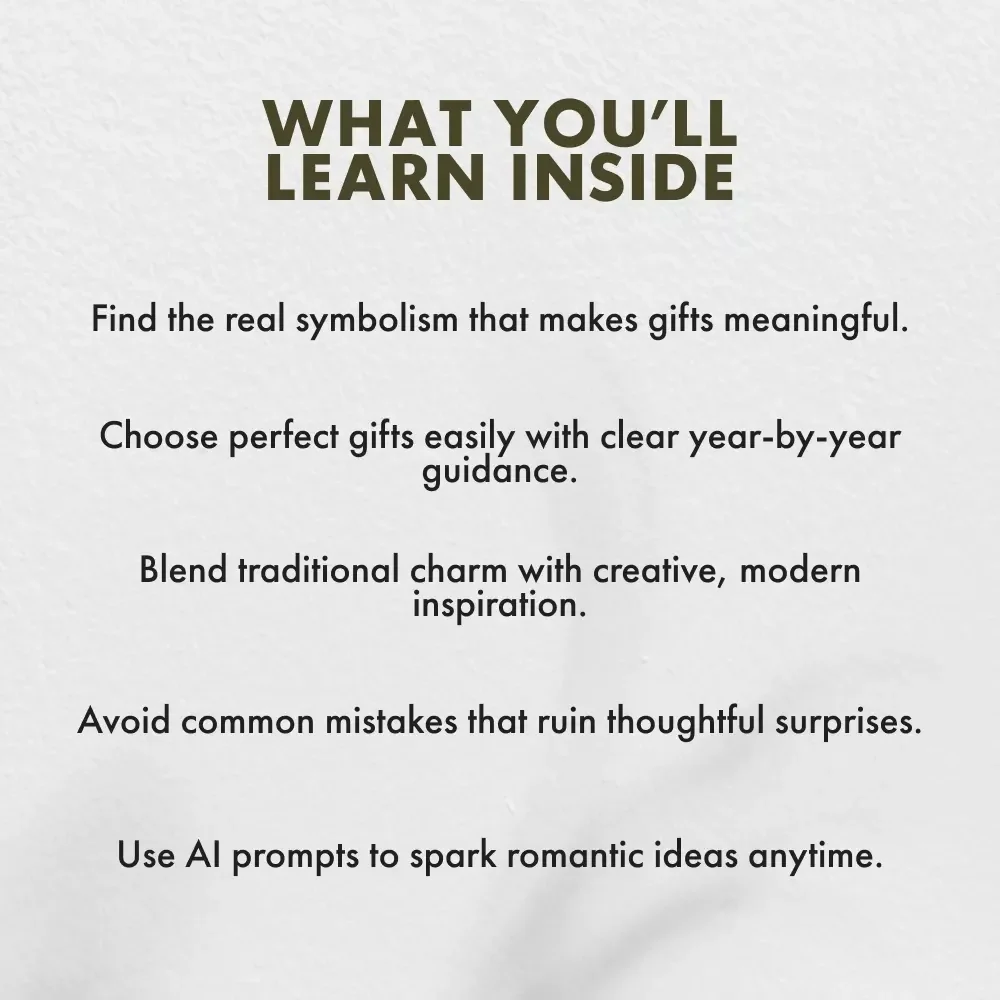 Your Complete Guide to Traditional Anniversary Gifts | Digital eBook | Traditional Wedding Anniversary Gifts Guide for Meaningful Celebrations