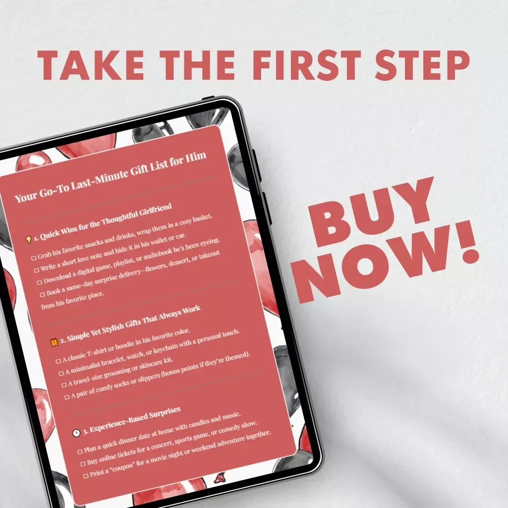 Your Go-To Last-Minute Gift List for Him | Printable Checklist for Thoughtful Girlfriends | Best Last-Minute Gifts for Boyfriend | Instant Digital Download
