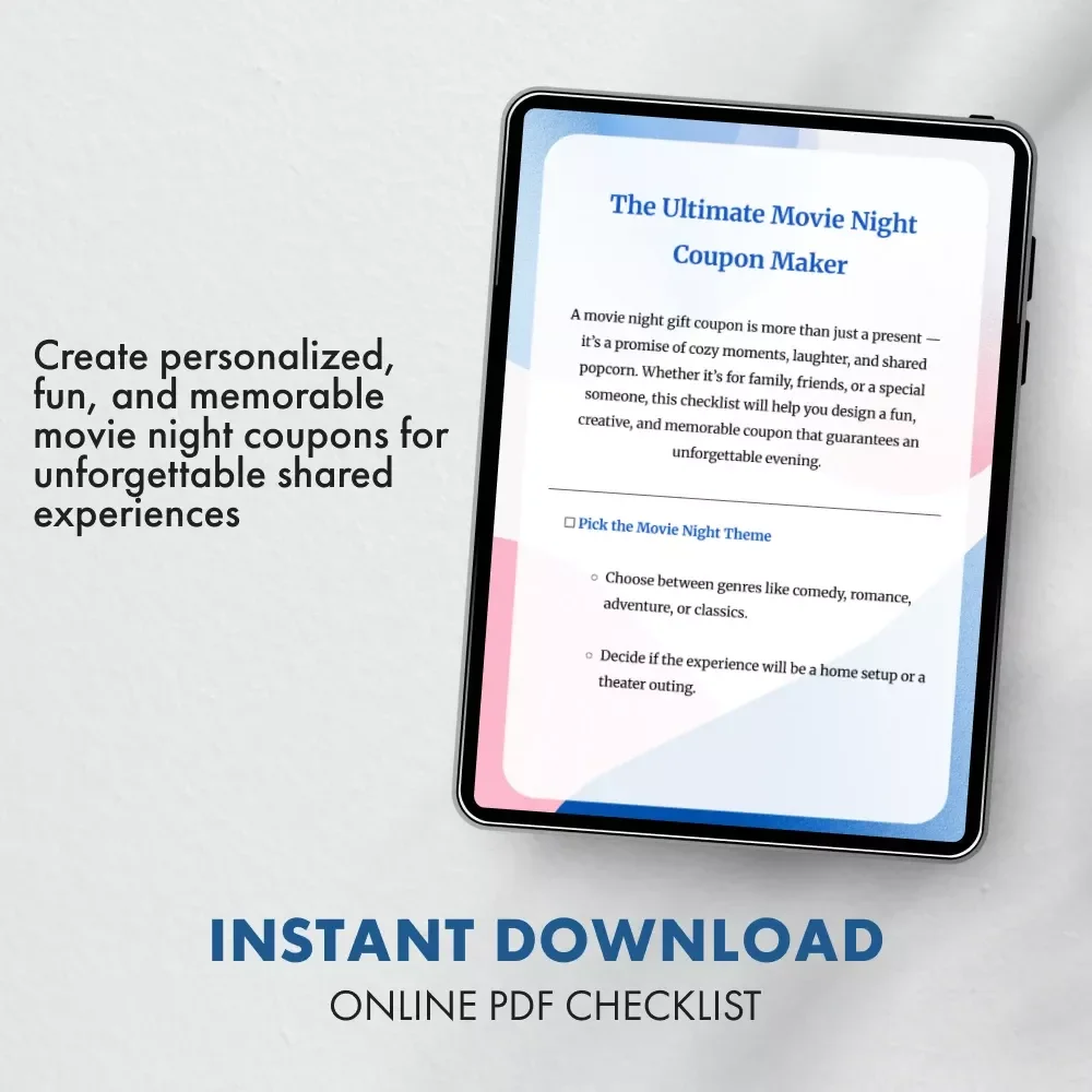 The Ultimate Movie Night Coupon Maker | Printable Movie Gift Coupon Template | DIY Date Night & Family Fun Digital Download