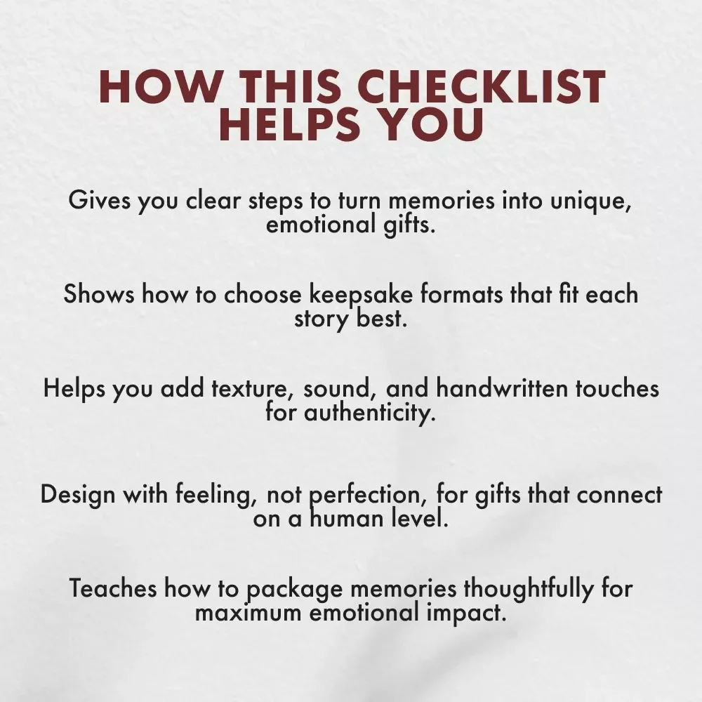 Create Keepsakes That Actually Mean Something | DIY Memory Gift Checklist | Tips for DIY Memory Gifts | Printable Digital Download