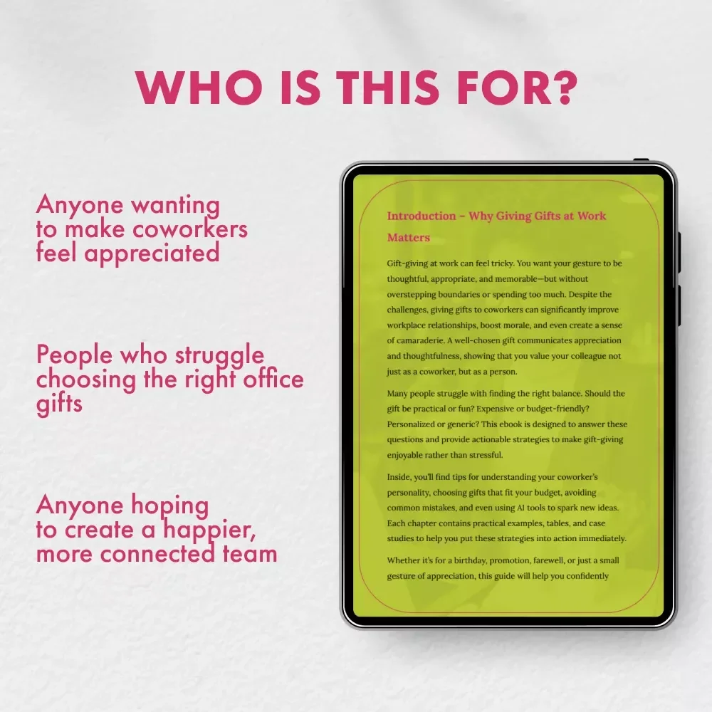 Gifts That Make Workdays Brighter – The Ultimate eBook Guide for Choosing What Gift to Give to a Coworker | Perfect Digital Download for Thoughtful Office Gifts, Team Appreciation, and Employee Morale Boost
