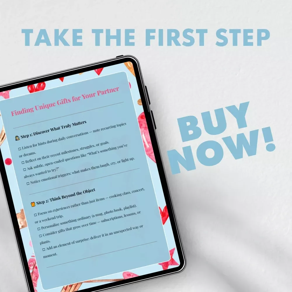 Finding Unique Gifts for Your Partner Checklist | How to Find Unique Gifts for Your Partner | Romantic Gift Ideas Guide for Him or Her | Creative Relationship Gift Planner (Digital Download)