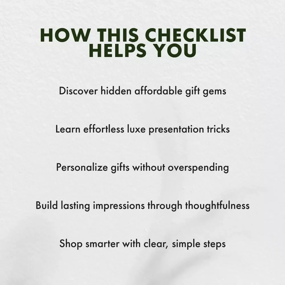 The “Luxury on a Shoestring” Gift Checklist | Budget-Friendly Gift Ideas That Feel Premium | Digital Download eBook for Smart Givers