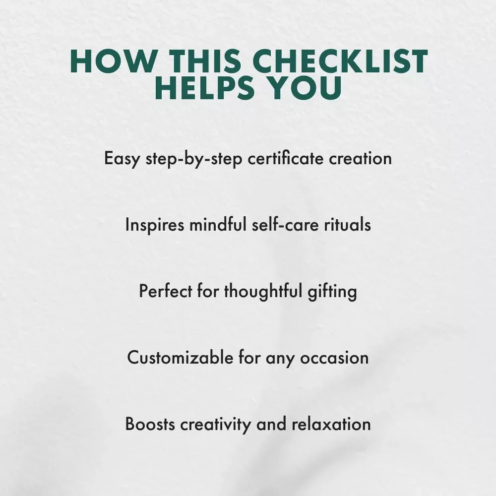 Create Your Own Spa Day Certificate Magic | DIY Spa Day Certificate Checklist | How to Create a DIY Spa Day Certificate | Self-Care Gift Idea Printable