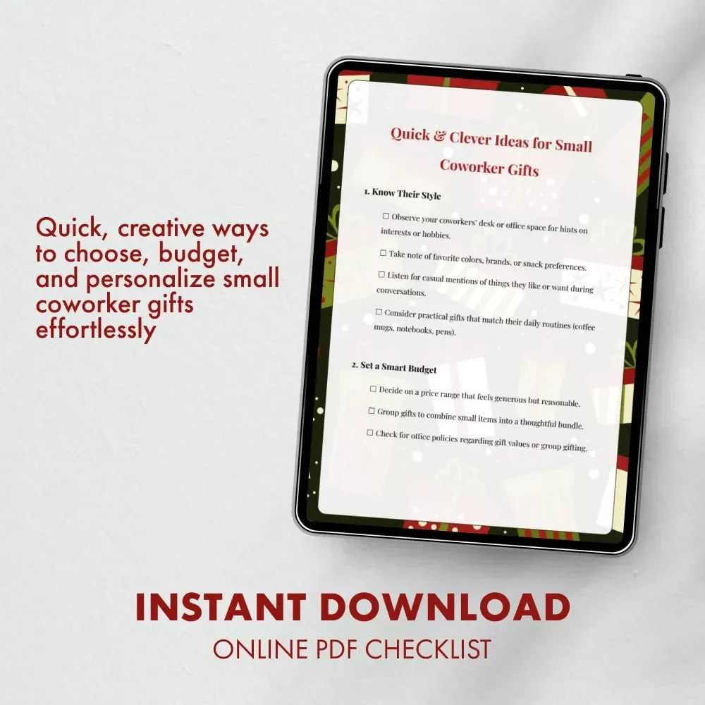 Quick & Clever Ideas for Small Coworker Gifts | Printable Checklist | Digital Download | Easy Guide on How to Find Small Gifts for Coworkers | Office Gift Inspiration