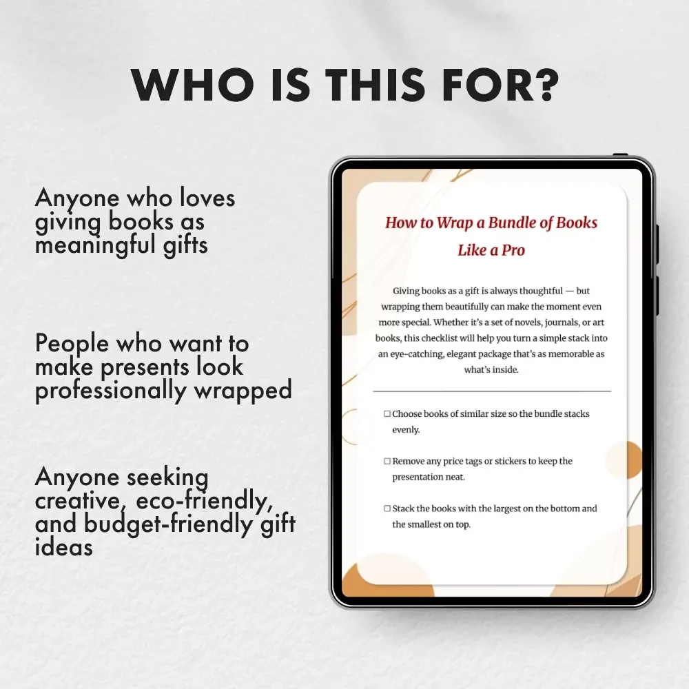 How to Wrap a Bundle of Books Like a Pro | Printable Gift Wrapping Guide, eBook, Digital Checklist for Book Lovers, DIY Book Gift Presentation Tutorial