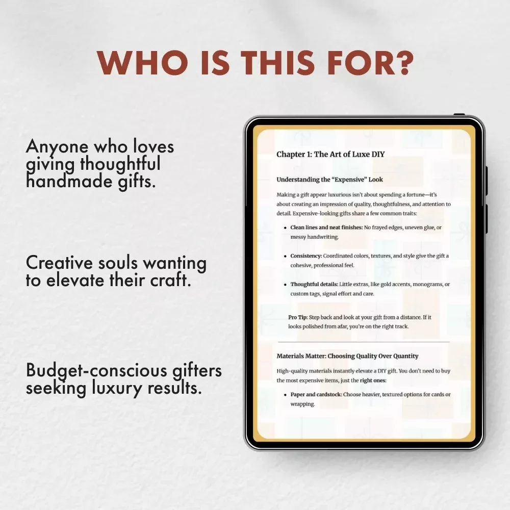 How to Make DIY Gifts Look Expensive | Printable Digital Guide for Craft Lovers | Learn How to Make a DIY Gift Look Expensive with Professional Techniques, Wrapping, and Luxe Design Tips