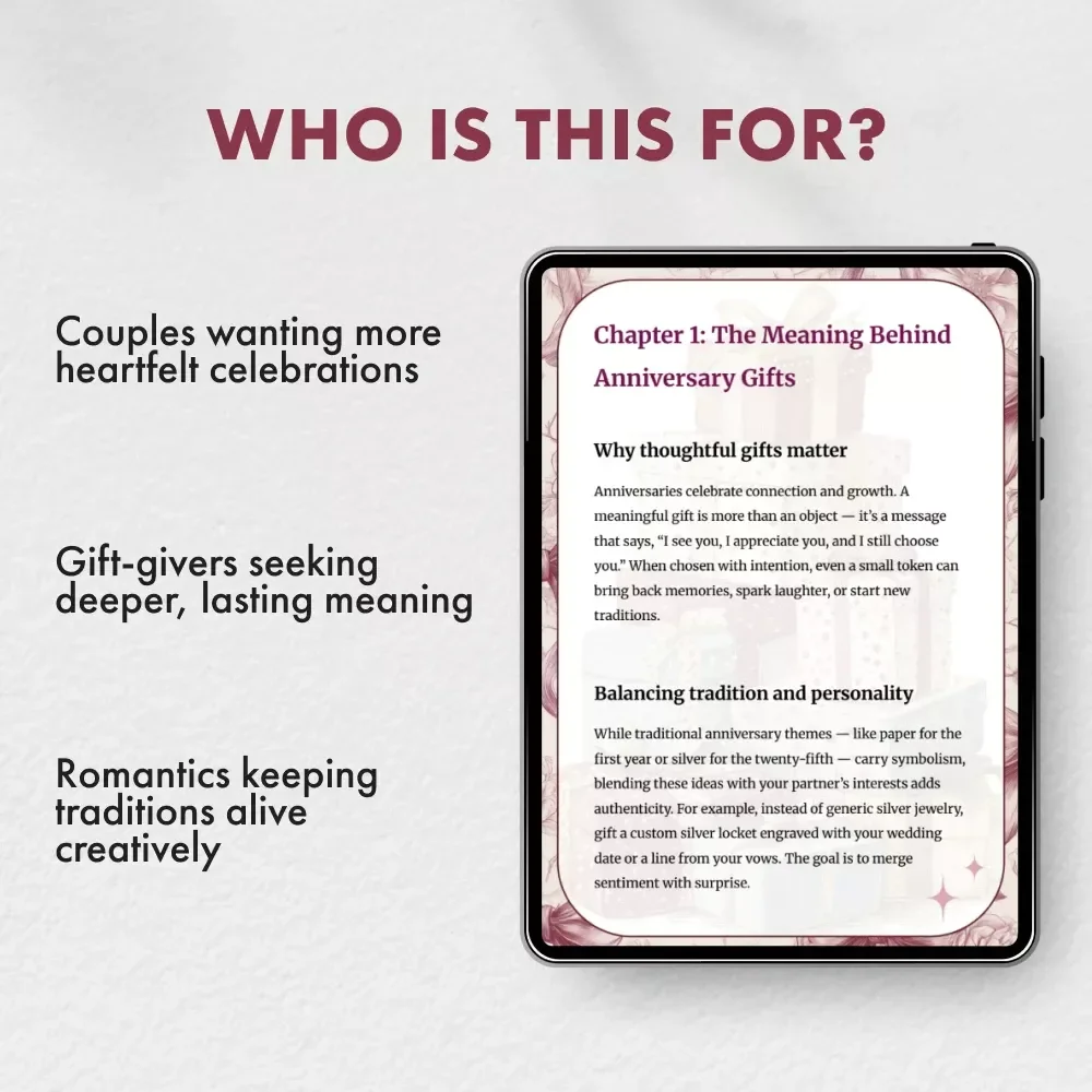 Timeless Surprises for Every Anniversary | Digital Guide with Creative Tips for Anniversary Gifts, Unique Ideas & Heartfelt Inspiration