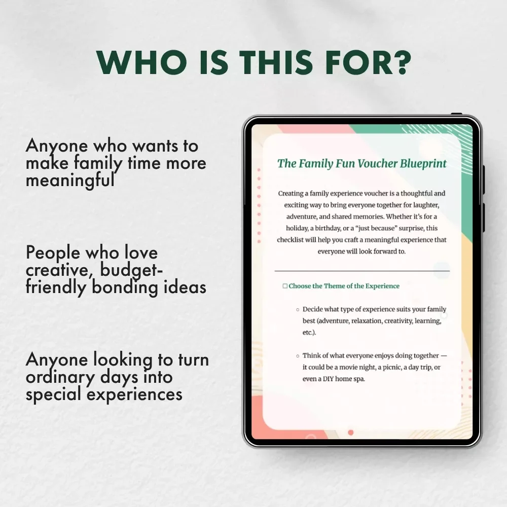 The Family Fun Voucher Blueprint | Printable Family Experience Voucher Guide | DIY Family Activity Checklist | Digital Download for Parents & Kids