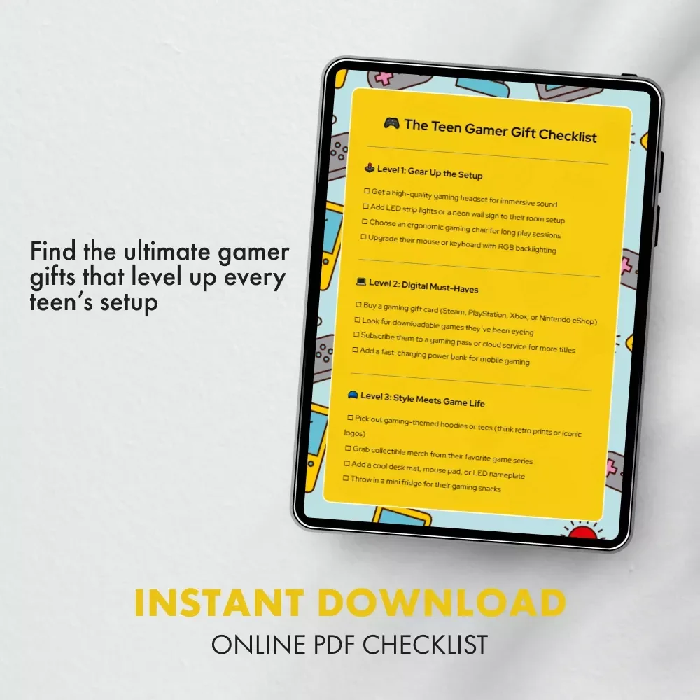 The Teen Gamer Gift Checklist | Ultimate Digital Download Guide for Parents & Friends | What to Get a Teen Gamer | Gaming Gift Ideas Printable