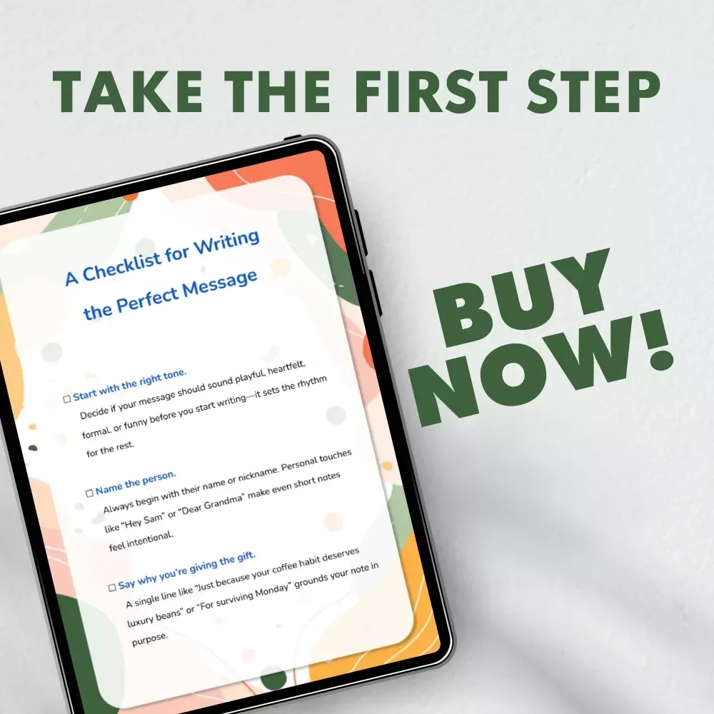 A Checklist for Writing the Perfect Message | Digital Download for Thoughtful Gift Notes | Best Phrases for Gift Notes & Meaningful Messages