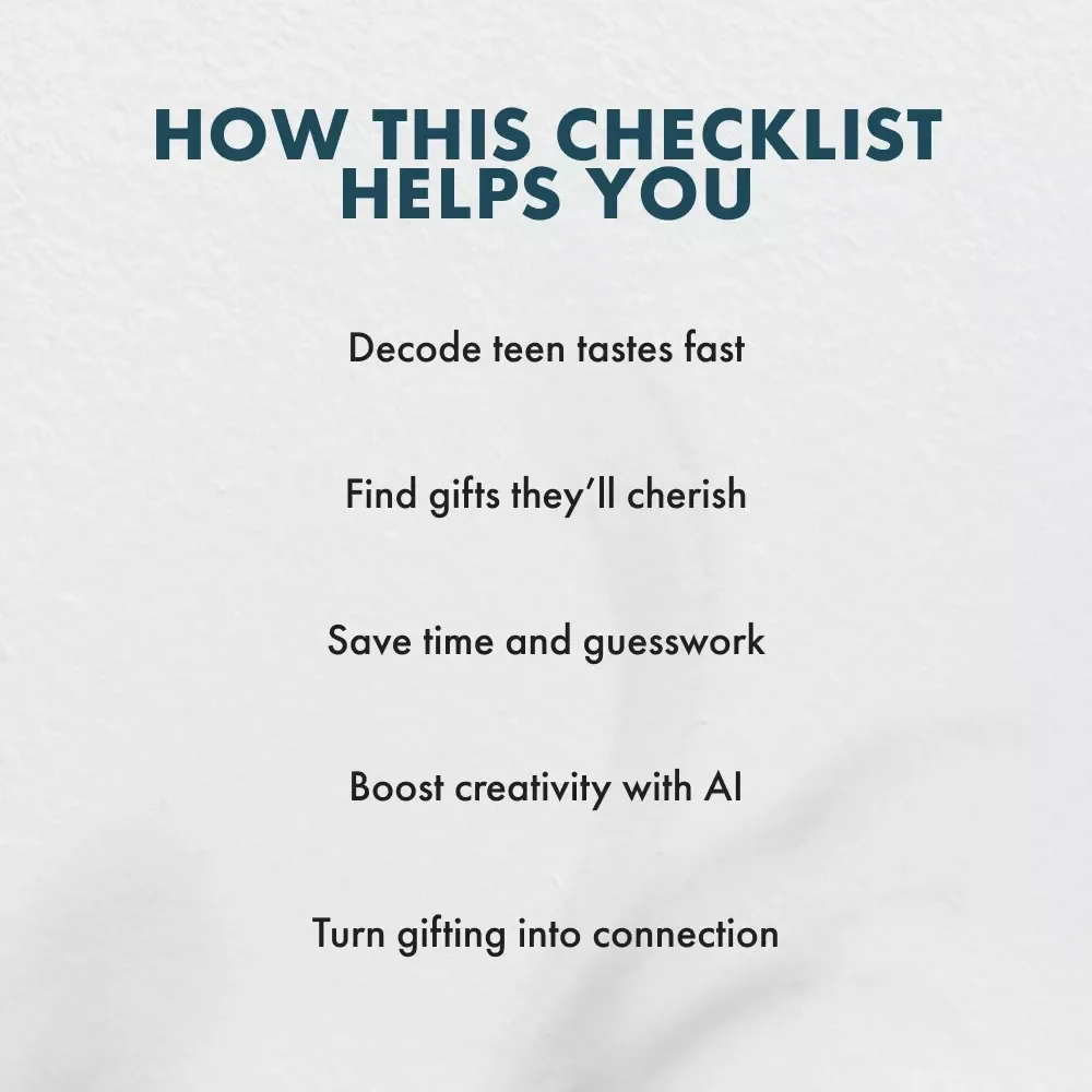 Teen-Approved Gift Playbook | Printable Checklist for Parents & Gift-Givers | Tips for Gifts Teens Actually Like | Digital Download eBook Guide