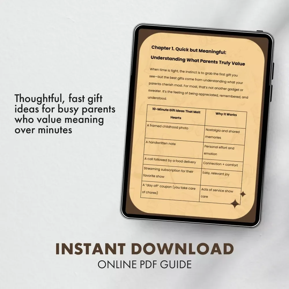 Thoughtful Gifts for Busy Kids | Quick Gift Ideas Guide for Parents | Digital Download eBook for What to Get Parents if You Are Short on Time | Smart, Meaningful & Stress-Free Gifting Made Simple