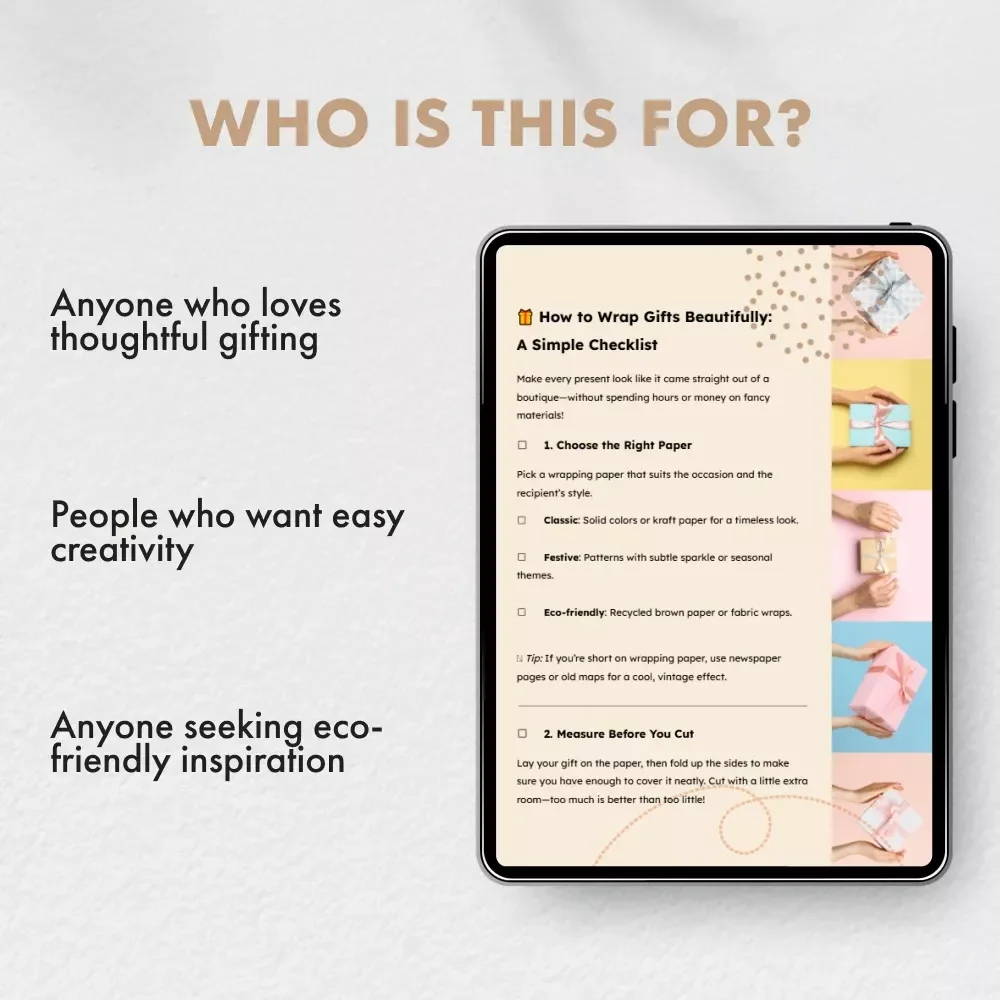 How to Wrap Gifts Beautifully: A Simple Checklist | Digital Download Gift Wrapping Guide | Learn how to wrap gifts beautifully with simple ideas for any occasion