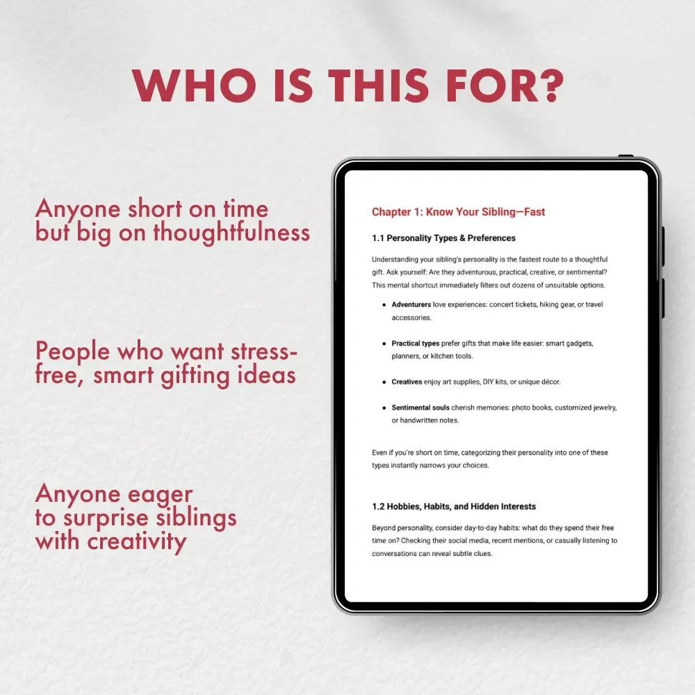 Sibling Surprises: Quick & Clever Gift-Giving Made Easy | Digital Guide for How to Choose Gifts for Siblings Quickly | Instant Download eBook for Thoughtful Gift Ideas