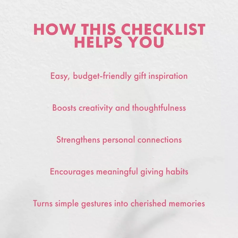 Best Gifts to Give When Short on Money | Budget-Friendly Gift Ideas Checklist for Meaningful Giving | Printable Digital Download for Thoughtful & Creative Presents