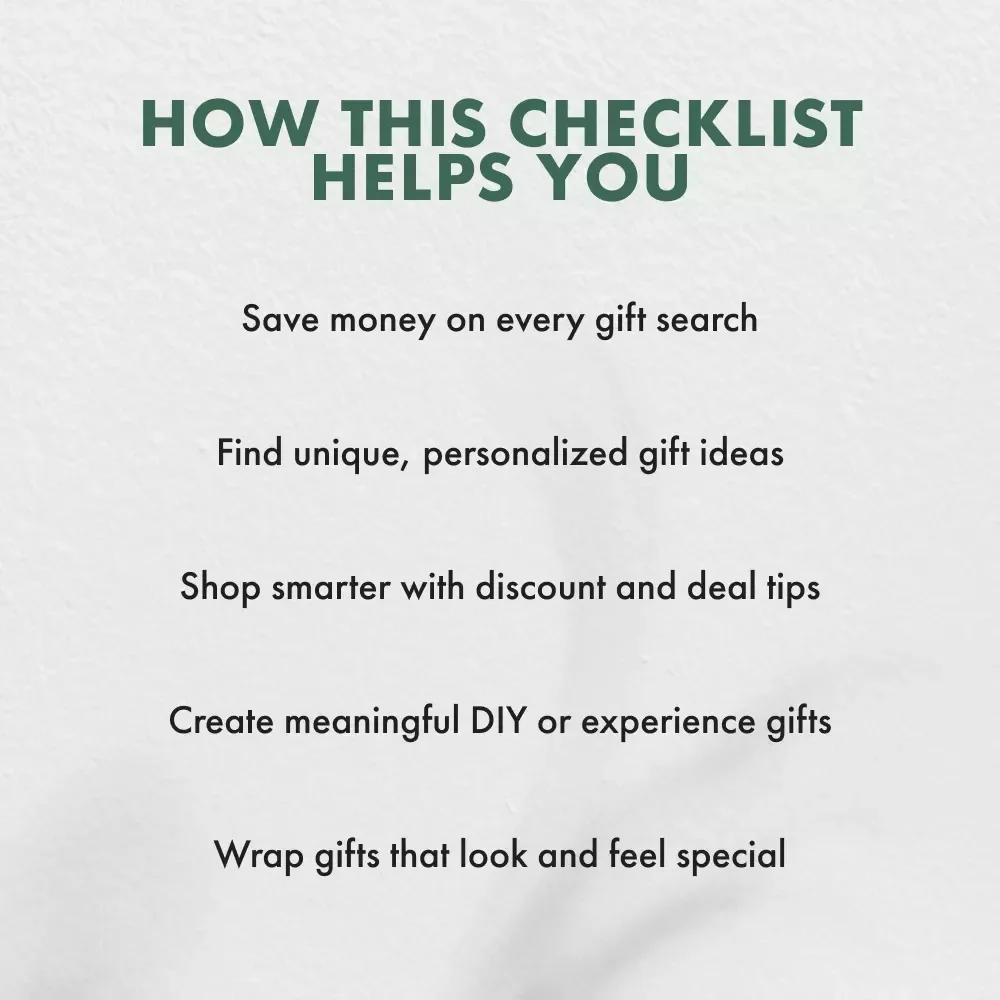 Find Fun Gifts Without Breaking the Bank | Budget-Friendly Gift Ideas Checklist | How to Find Budget Gifts for Friends | Printable Digital Download for Thoughtful Givers
