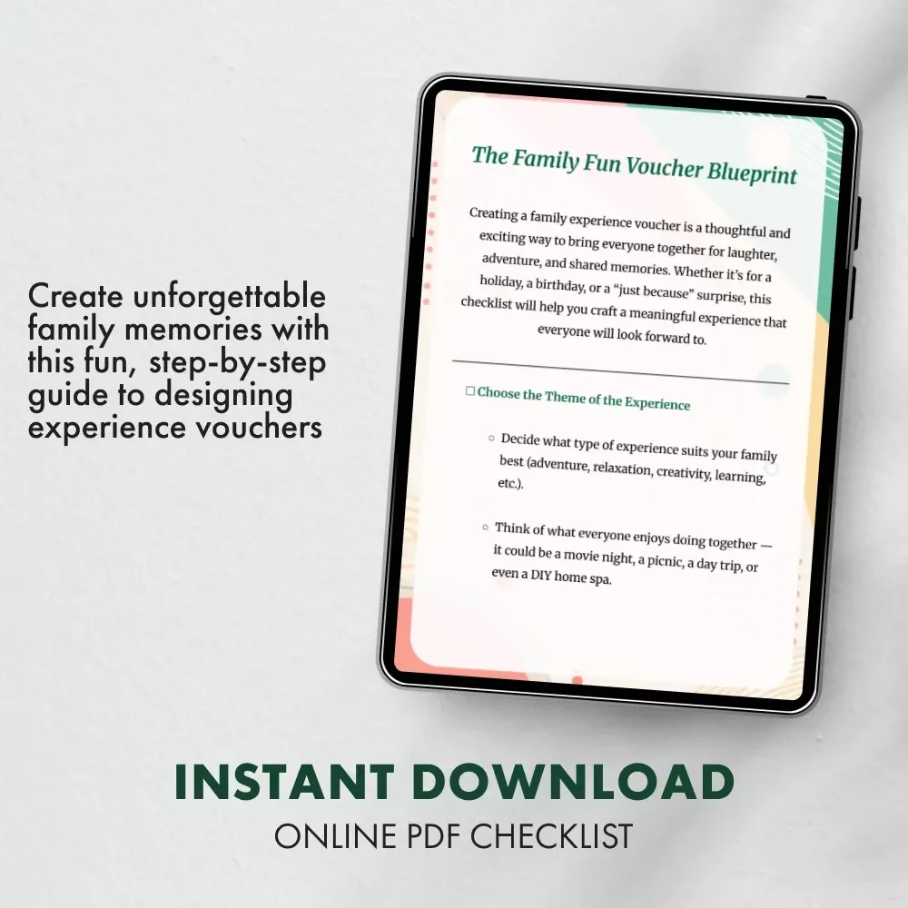 The Family Fun Voucher Blueprint | Printable Family Experience Voucher Guide | DIY Family Activity Checklist | Digital Download for Parents & Kids