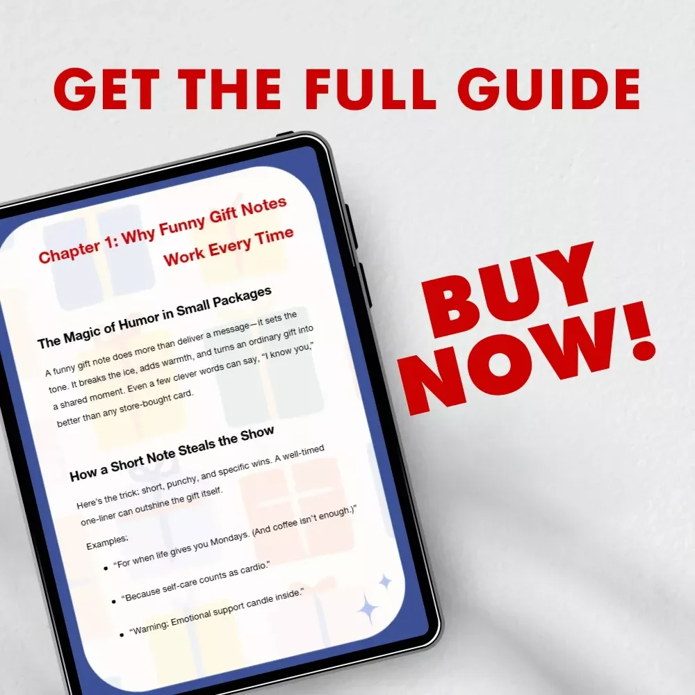 Laugh Lines on Gift Tags | How to Write Funny Gift Notes | Digital Download Guide for Clever Gift-Givers, Writers & Creators | eBook on Humor in Gifting