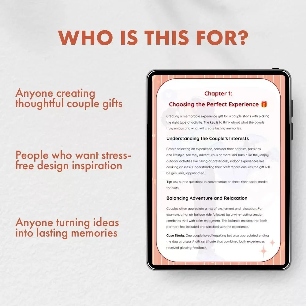 Creative Experience Gift Certificates for Couples | Digital eBook Guide with Tips for Creating Experience Gift Certificates for Couples | Perfect for Romantic, Personalized Gift Ideas & DIY Lovers