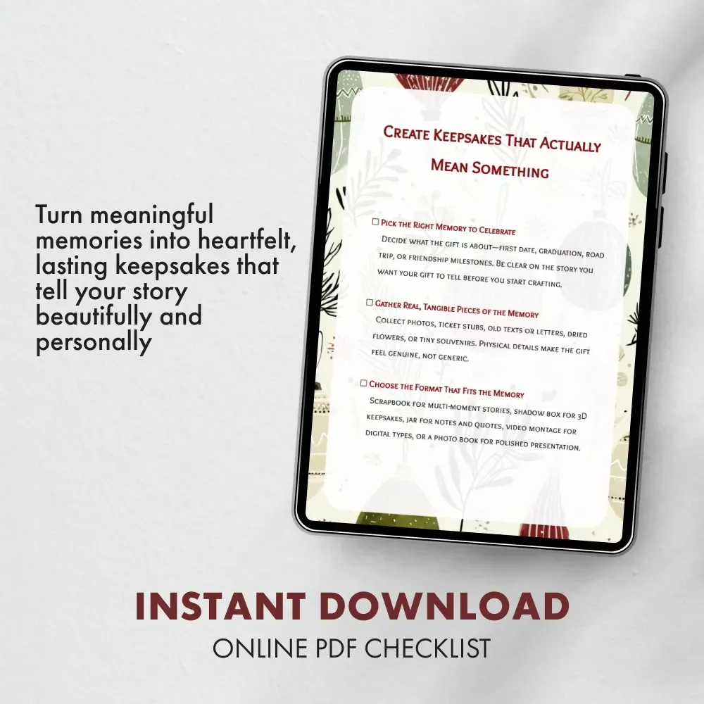 Create Keepsakes That Actually Mean Something | DIY Memory Gift Checklist | Tips for DIY Memory Gifts | Printable Digital Download