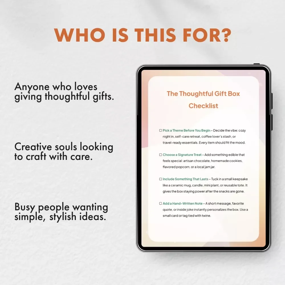 The Thoughtful Gift Box Checklist | Printable Guide for Creating Homemade Gift Boxes | What to Include in a Homemade Gift Box – Digital Download