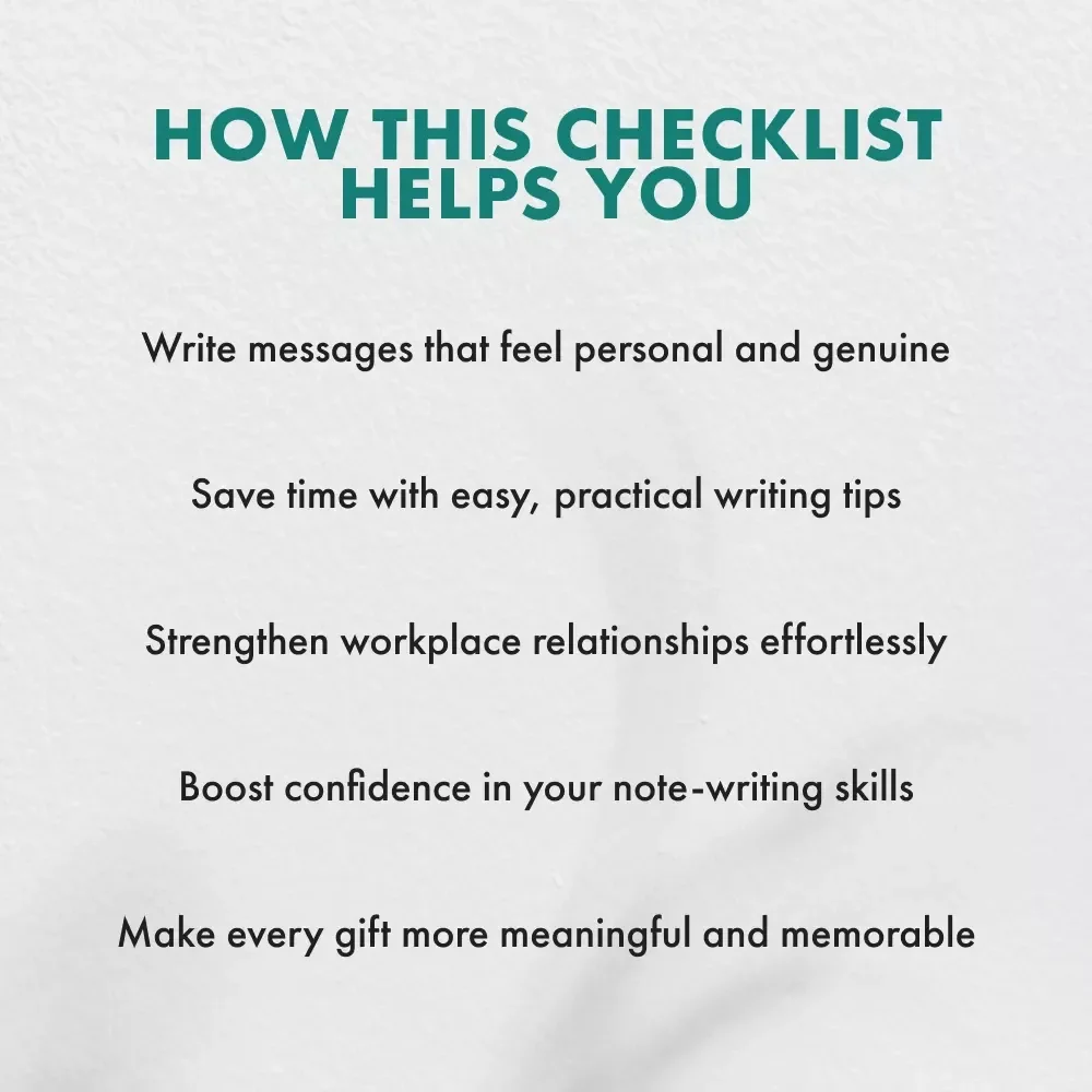 Crafting the Perfect Coworker Gift Message – Printable Checklist for Writing a Short Note for a Coworker Gift | Digital Download Guide for Meaningful Gift Notes