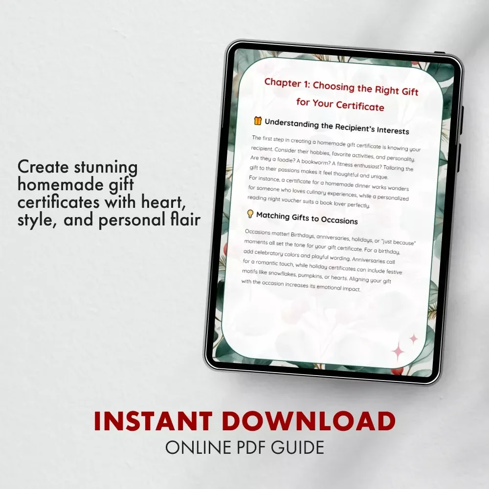 Creative Homemade Gift Certificates That Wow | eBook Guide for DIY Gift Certificate Design | Learn What to Include in a Homemade Gift Certificate | Printable Digital Download for Thoughtful Gifts