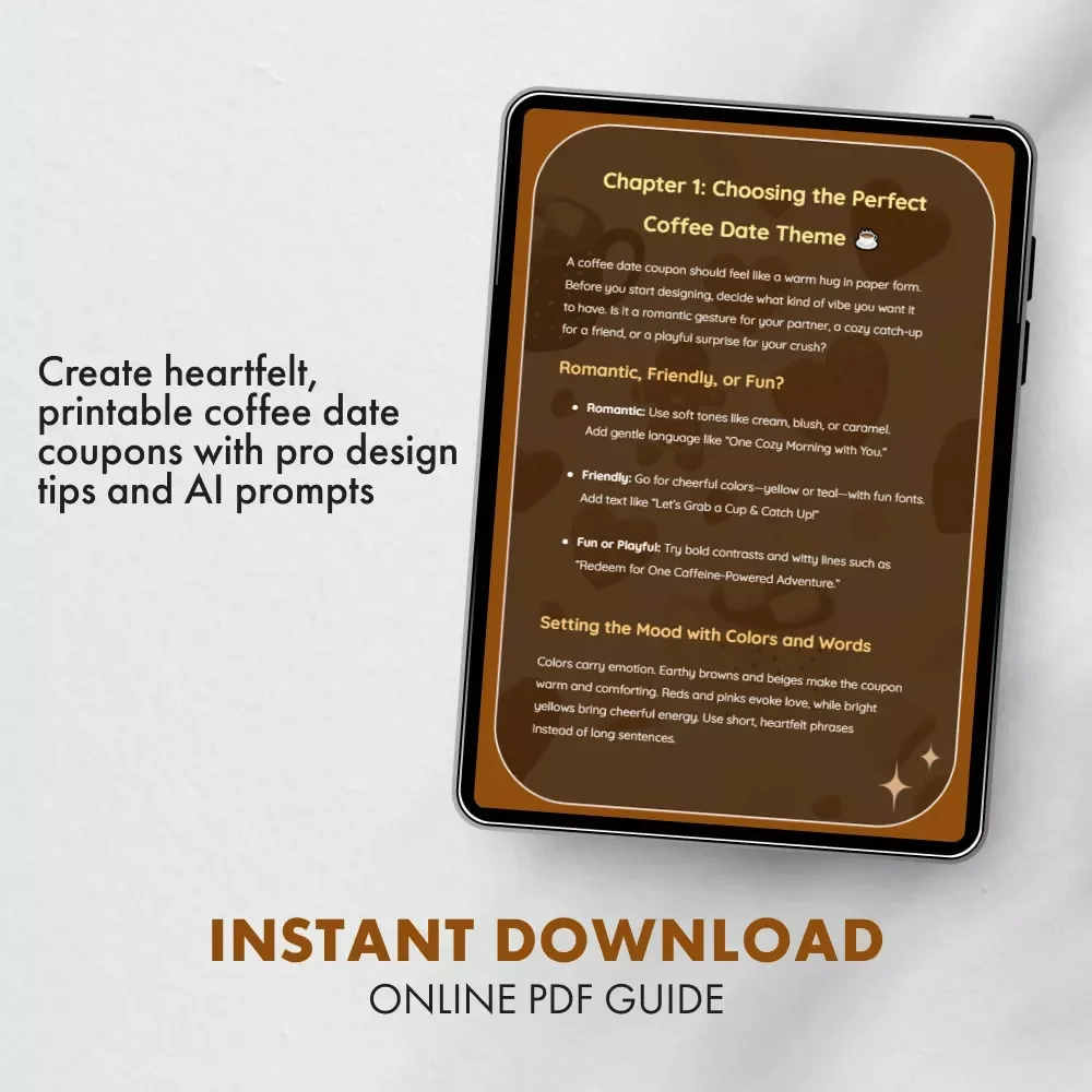 Brewed with Love | Printable Coffee Date Gift Coupon Guide | How to Make a Printable Coffee Date Gift Coupon for Romantic, Friendly, or Fun Moments