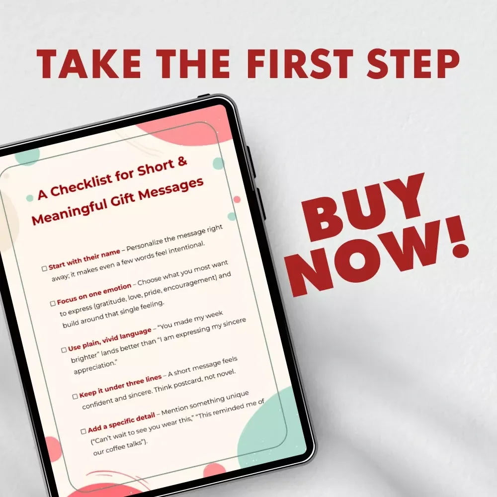 A Checklist for Short & Meaningful Gift Messages | Digital Download for Heartfelt Notes, Writing Tips & Inspiration | Printable Guide with Tips for Short and Meaningful Gift Messages